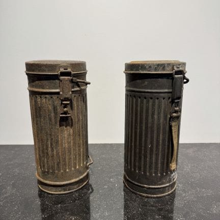 2er-Set leerer Gasmaskenkoffer aus geriffeltem Ble