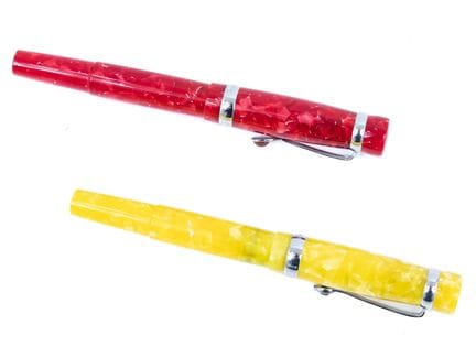 STIPULA
2 Castoni fountain pens: red, with a 14-ca