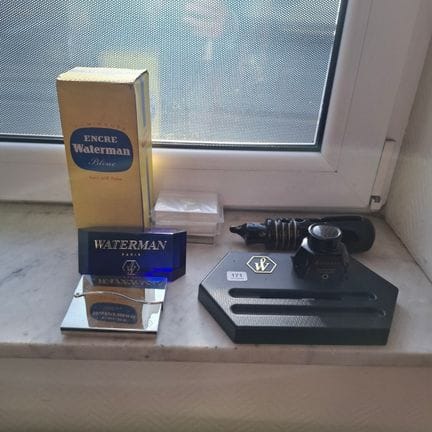WATERMAN
Anuncio antiguo + tintero de gran formato