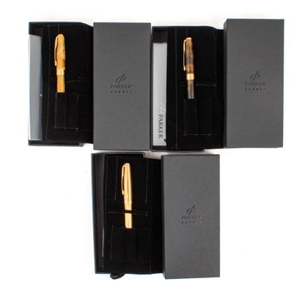 PARKER
3 stylos plumes Sonnet en laque et plaqué o