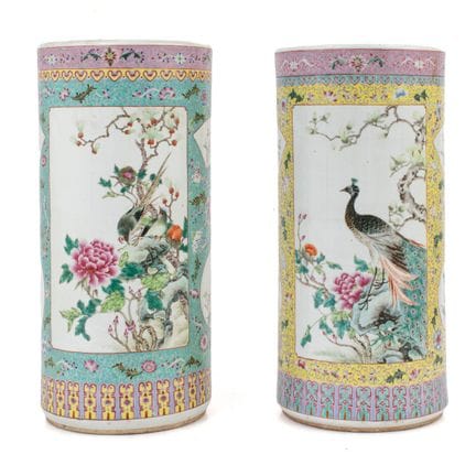 CHINA - 20TH CENTURY
Two large cylindrical vases

