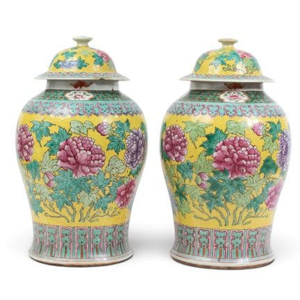 CHINA - 20TH CENTURY
 Pair of baluster vases with 