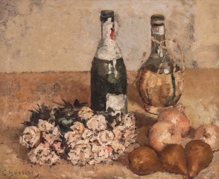C. GOOSSENS
Composizione con bottiglie, frutta e f