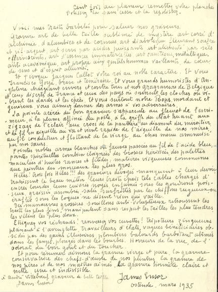James ENSOR (1860-1949), peintre-graveur. Précieux