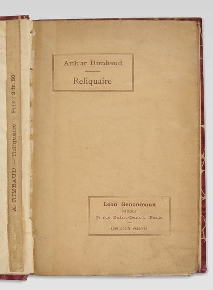 RIMBAUD (Arthur). Reliquaire. Poésies. Préface de 