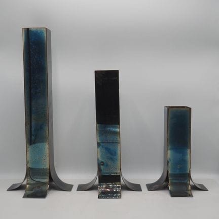 Lino Sabattini 1925–2016: Set of 3 vases, silver p