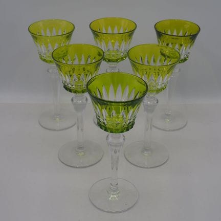 Baccarat : Série de 6 verres à vin du Rhin modèle 