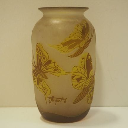 Argental : Ovoide Art-Deco-Vase, mundgeblasenes Gl