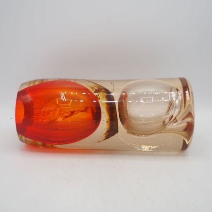 Sculpture cylindrique : Verre soufflé bouche à dou