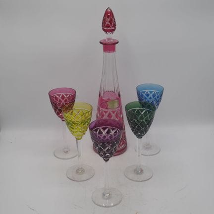 Val Saint-Lambert : 6-teiliges Set, konische Karaf