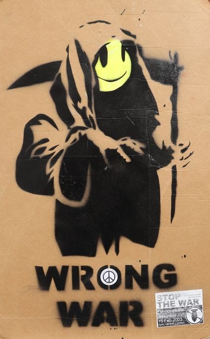 Banksy (after) "Smiley Grim Reaper"
Spray paint an