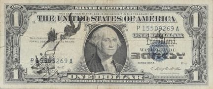 Banksy (after) - Dismaland
$1 U.S. bill, stencil. 