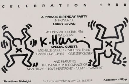 Keith Haring (1958-1990) after
Invitation card for