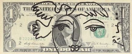 After Pablo Picasso (1881–1973) — $1 U.S. bill
Fel