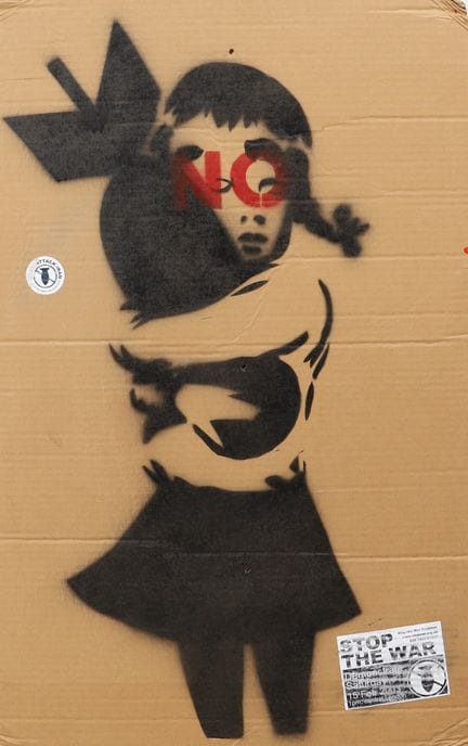 Banksy (after) "Bombgirl"
Spray paint and stencil 