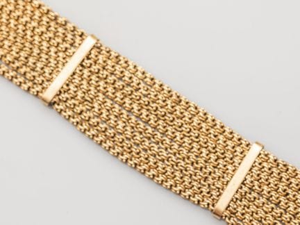 750°/°° (18K) yellow gold cuff bracelet with eight