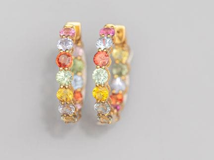 Pair of 750°/°° (18K) yellow gold hoop earrings, s