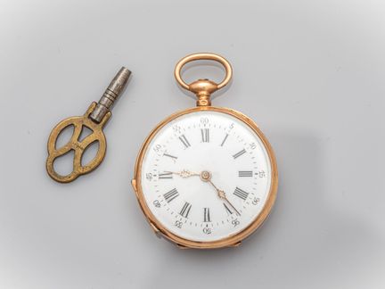 Small pocket watch with a case and dust cover in 7