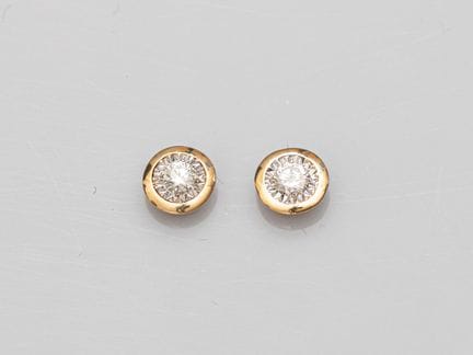 Pair of round earrings in two-tone 750°/°° (18K) g