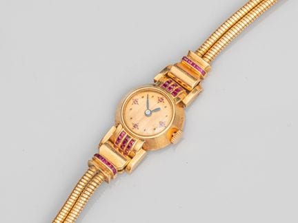 Ladies' wristwatch in 750°/°° (18K) yellow gold, w