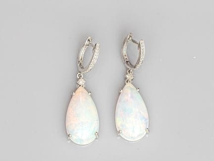 Pair of platinum earrings, consisting of rings set