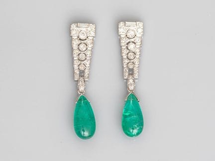 Pair of Art Deco earrings in platinum and 750°/°° 