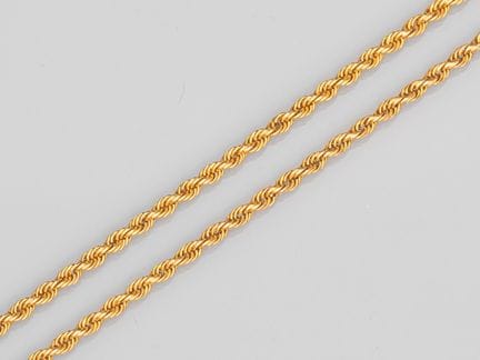 Long 750°/°° (18K) yellow gold necklace, rope chai