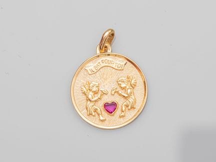 Runde Medaille aus 750°/°° (18 K) Gelbgold, mit de