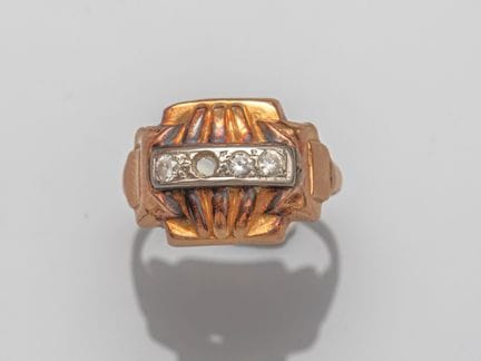 Ring in 750°/°° (18K) yellow gold and platinum, de