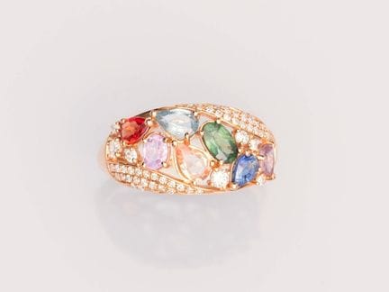 „Tutti Frutti“-Bandring aus 750°/°° (18 K) Roségol
