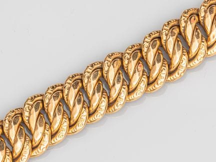 Sturdy 750°/°° (18K) yellow gold bracelet with wid