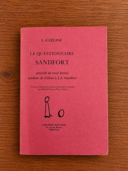 CELINE Louis-Ferdinand : Le questionnaire Sandfort