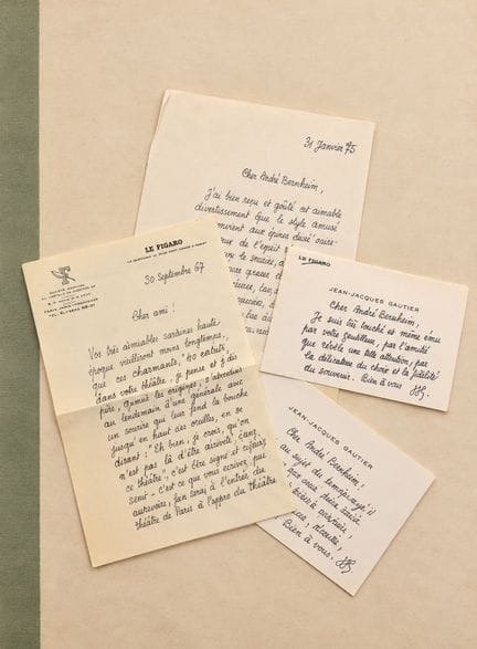 GAUTIER Jean-Jacques : 2 lettres et 2 cartes autog