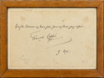 COPPEE François : Pensée autographe signée sur un 