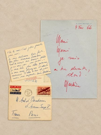 DIETRICH Marlène : 2 lettres manuscrites signées. 