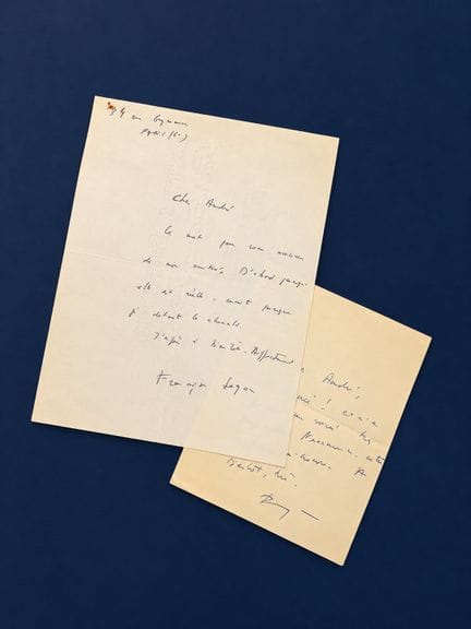 SAGAN Françoise : 2 lettres autographes signées où