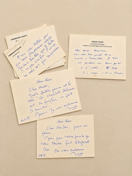 FAURE Edgar et Lucie : Ensemble de 7 cartes autogr