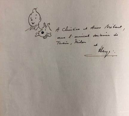 Hergé – Widmung: „Tim und Struppi in Tibet“. Belgi