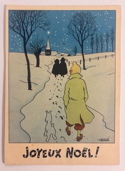 Tim und Struppi-Postkarte: Tim und Struppi gehen a
