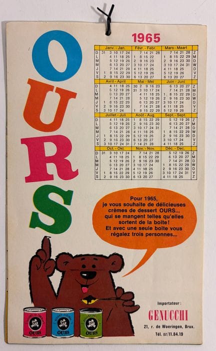 Tim und Struppi – Bärenkalender 1965: Werbeartikel