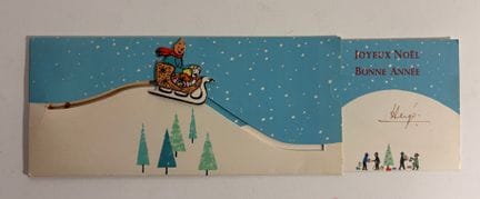 Hergé – Grußkarte von 1960: Tim und Struppi auf de