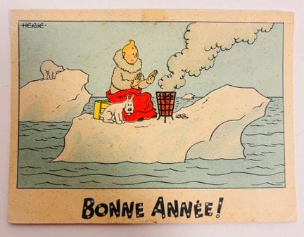 Tim und Struppi-Postkarte: Tim und Struppi auf ein