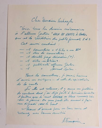 Franquin - Carta manuscrita: Carta histórica en la