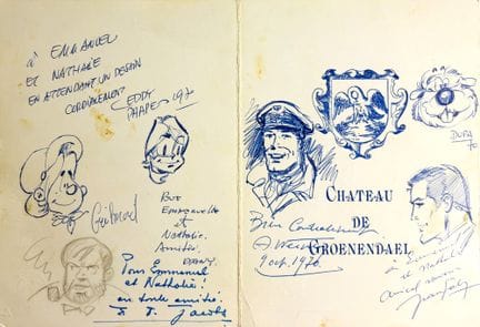 Hergé/Jacobs/Vari - Dediche: Menu del pranzo organ