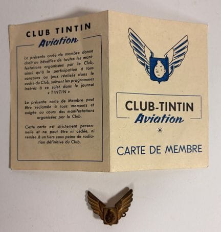 Club Tintin Aviation: Abzeichen + Mitgliedskarte v