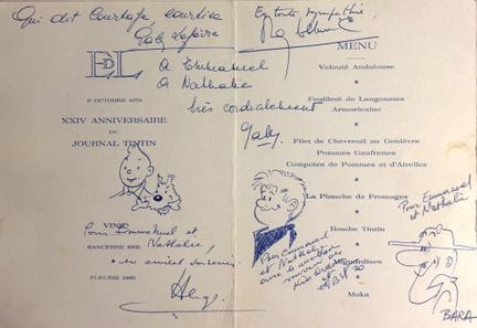 Hergé/Jacobs/Varios - Dedicatorias: Menú de la com