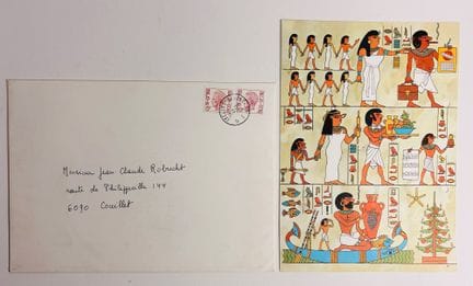 Hergé – Grußkarte 1979: „Fresque Egyptienne“. Sign