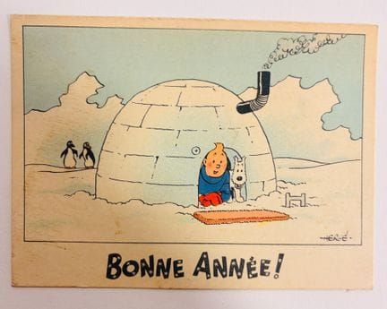 Tim und Struppi-Postkarte: Tim und Struppi in eine