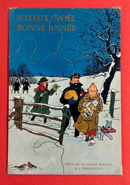 Hergé – Puzzle-Karte aus 6 Teilen: Seltenes Werbeg