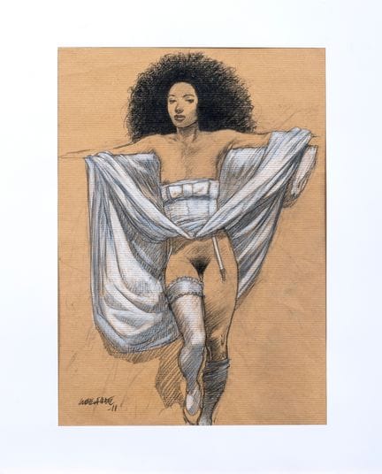 Liberatore, Le bas, illustration au fusain et à la